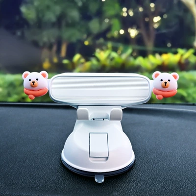 Longqi's New Cute Cartoon Car Mobile Phone Holder Suction Cup Universal Anti-Shake Car Navigation Holder Can Be Shipped on Behalf of Others (Car phone holder) - textured-surface-neck-bear