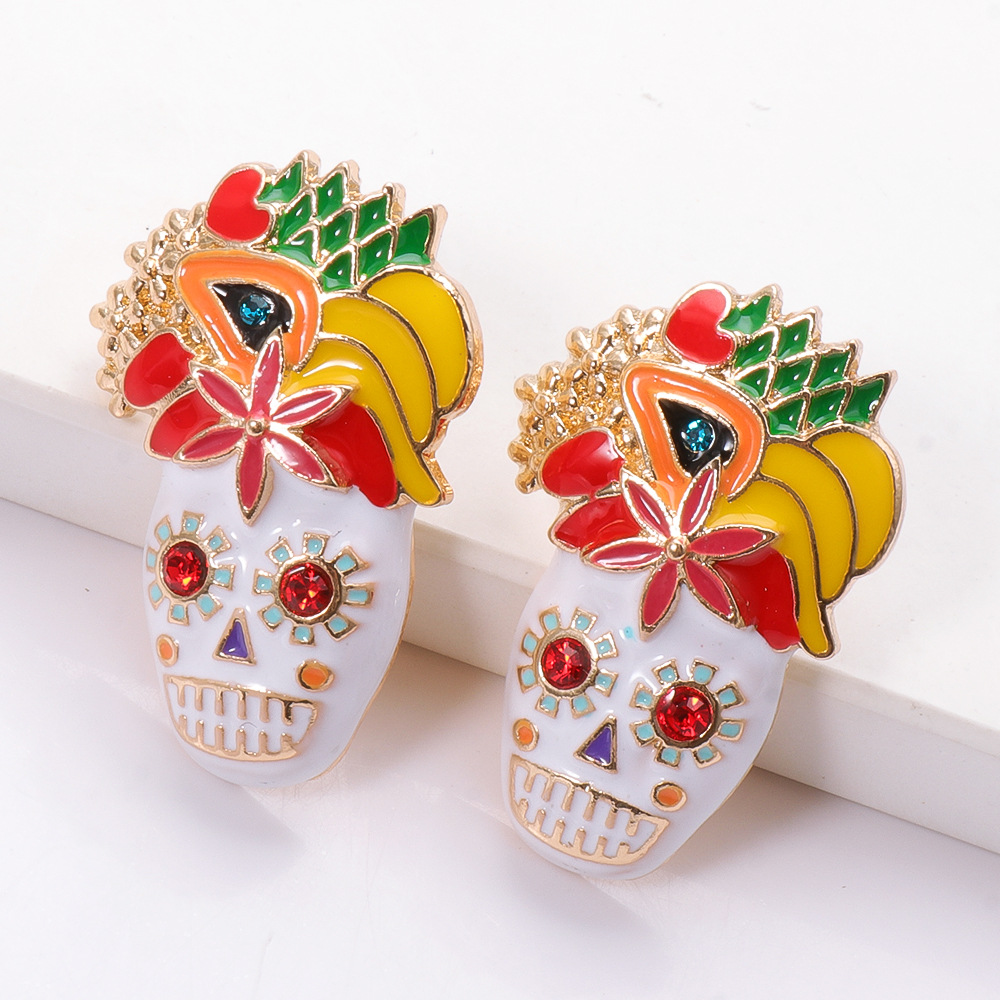 Fashion Rhinestone Funny Face Alloy Earrings Wholesale display picture 4