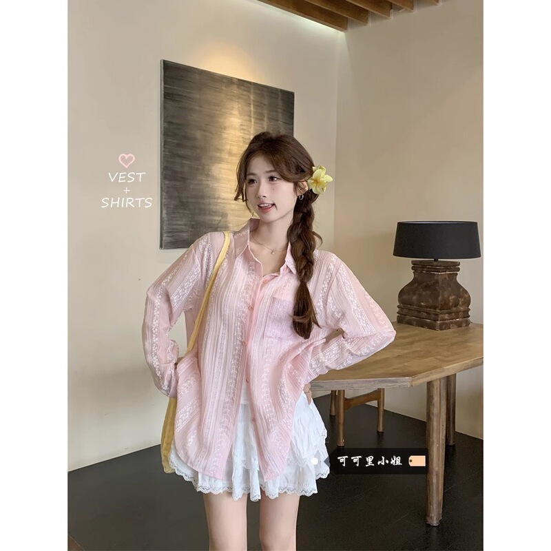 80% Tencel 20% Cotton Textured Sun Protection Shirt Women's Design 2025 Loose Casual Shirt Long-Sleeved Top Dropshipping