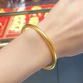 古法金传承磨砂素圈实心光面不掉色手镯手饰手环仿真镯子直播礼物