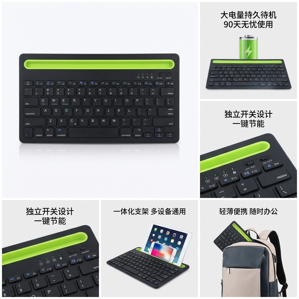 Nuevo transfronterizo teclado Bluetooth tijeras de carga pies largos tarjeta slot magnético teléfono móvil iPad tablet oficina silenciosa universal image 5