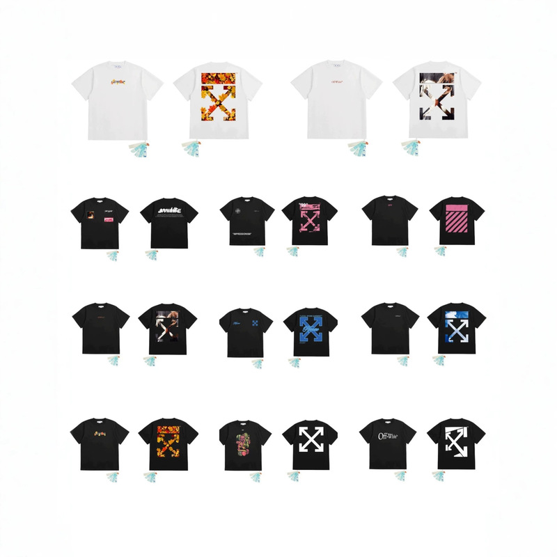 Exclusively for Export, High-Quality New Off-White American Fashion High Street Pure Cotton Casual Loose Short-Sleeve T-Shirt Exclusively for Export, High-Quality New Off-White American Fashion High Street Pure Cotton Casual Loose Short-Sleeve T-Shirt