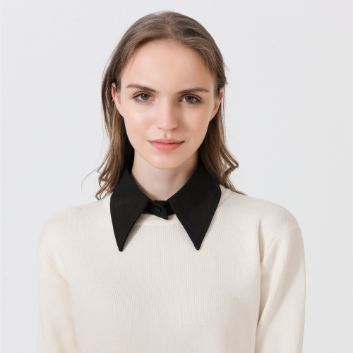 Korean Style Sheer Blouse Collar Decorative Fashion Compatible Collar for Children and Adults, Black and White Single Collar