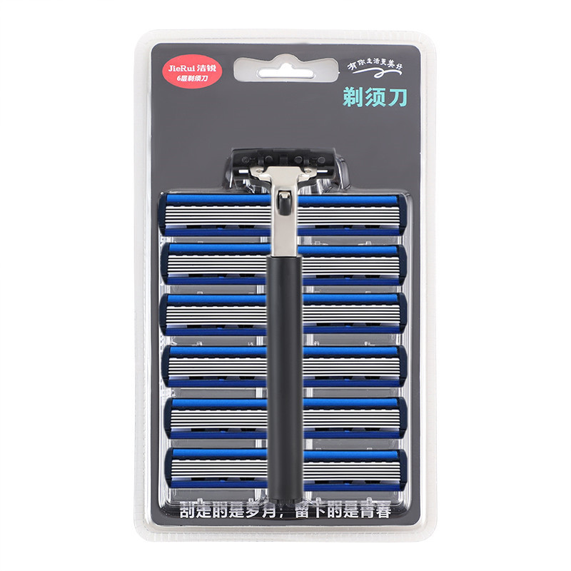 Supermarket Supply 6-Layer Blade Manual Razor Shaving Blade 6-Layer Beard Razor Men's Shaving Head Shaving Head