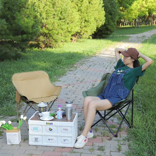 New outdoor camping folding chair wholesale portable self-driving picnic chair thickened oxford cloth moon chair