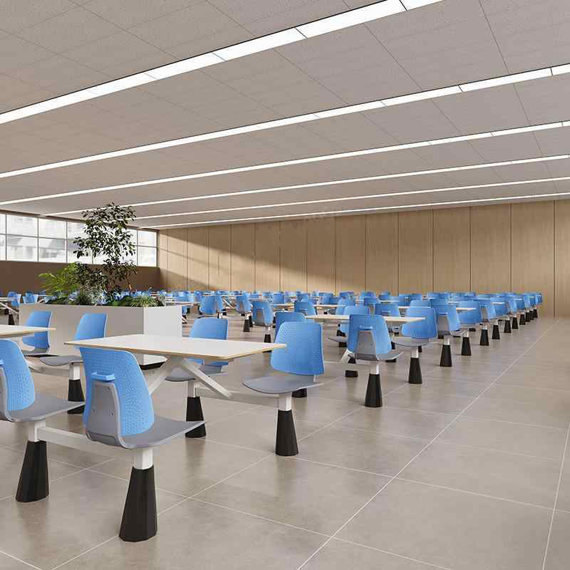 School Student Cafeteria Table and Chair Set, Staff Dining Hall, Fast Food Service Area Restaurant, Four-Seater Integrated Dining Table