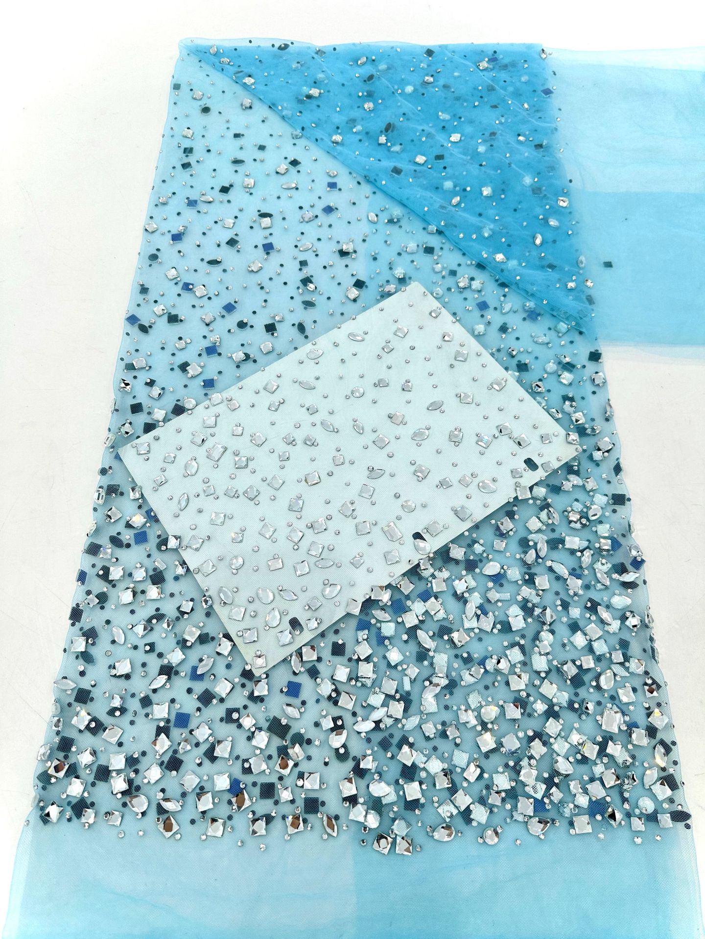 Comercio exterior transfronterizo nuevo vestido de novia tejido de moda completo degradado malla de diamantes calientes tejido de traje de alta calidad