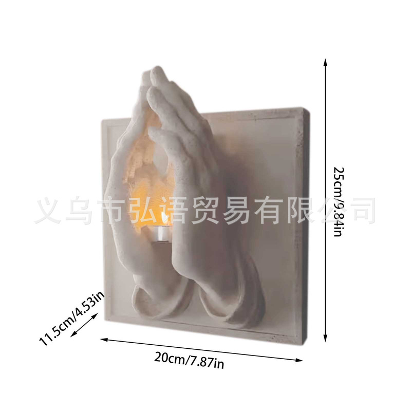 跨境创意万圣节装饰祈祷手烛台双手合十家居墙壁装饰挂件节日氛围|undefined