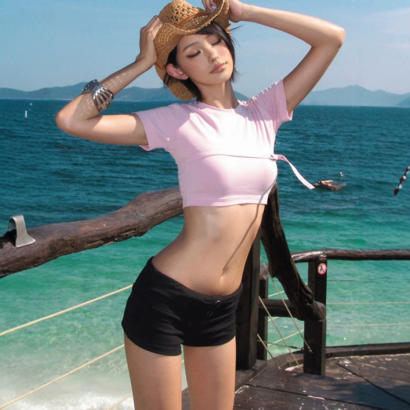 European and American Women's Fashion 2026 Summer New Stylish Round-Neck Versatile Solid Color Crop Top Short-Sleeve T-Shirt