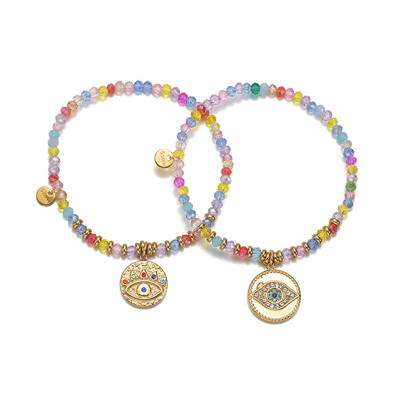 Fashion Eye Stainless Steel Beaded Plating Inlay Rhinestones Bracelets 1 Piece