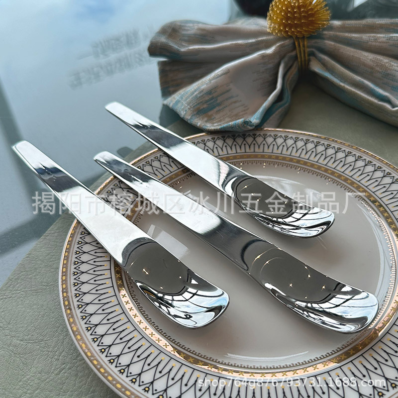 Long handle 18/10 stainless steel ice cream spoon dessert spoon watermelon spoon square head yogurt honey stir dumplings pick stuffing spoon