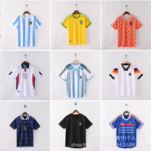 现货热门款复古足球收藏版阿根廷德国英格兰巴西国家短袖大量球迷