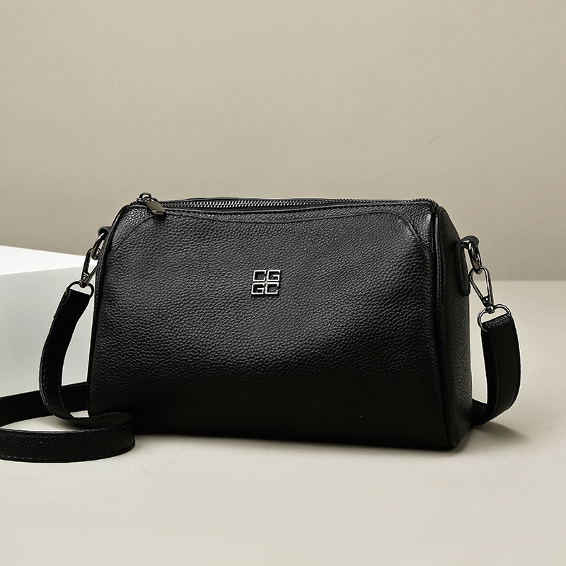 First-Layer Cowhide Crossbody Bag for Women, New Genuine Leather Multi-Layer Large-Capacity Shoulder Bag, Middle-Aged Soft Leather Small Square Bag