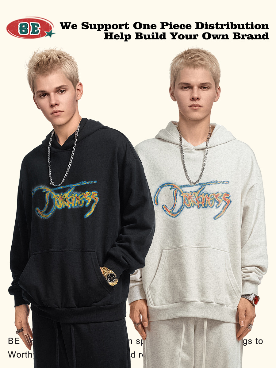 Be Hombres| 2025 otoño americano pesado casual versátil chaqueta de impresión de imagen térmica chaqueta con capuz para hombre
