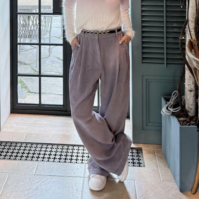 Bs26 New Autumn French Lavender Purple Corduroy Wide-Leg Pants Straight High-Waisted Trousers 1H25Vedw Bs26 New Autumn French Lavender Purple Corduroy Wide-Leg Pants Straight High-Waisted Trousers 1H25Vedw