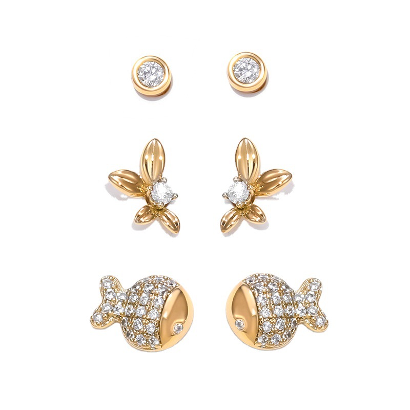 [3 pares] Retro elegante pendientes frescos Corea del Sur Luz de lujo pendientes simples joyería nicho pendientes transfronterizos