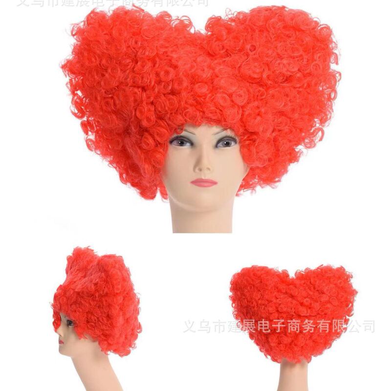 Cross-border European and American love bubble Cosplay Red Peach Queen cos fluffy short curly head cover Red Queen wig direct sales
