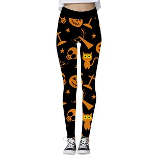 2024 Cross-border Halloween Series Women's Yoga Pants Pumpkin Skull 3D Print Slim-fit Elastic Yoga Fitness Pants