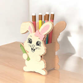 跨境定制动物笔筒套装木制儿童铅笔盒杂物收纳盒学校笔架书桌装饰