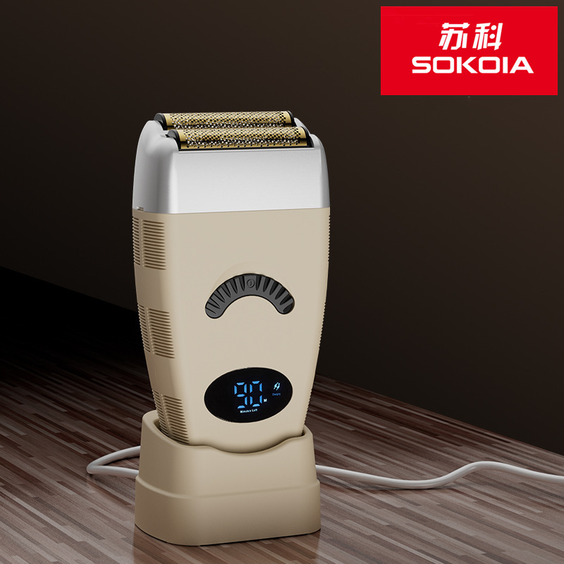 Cross-border manufacturers Suke charging razor electric retro reciprocating double-head razor set plate processing push white artifact