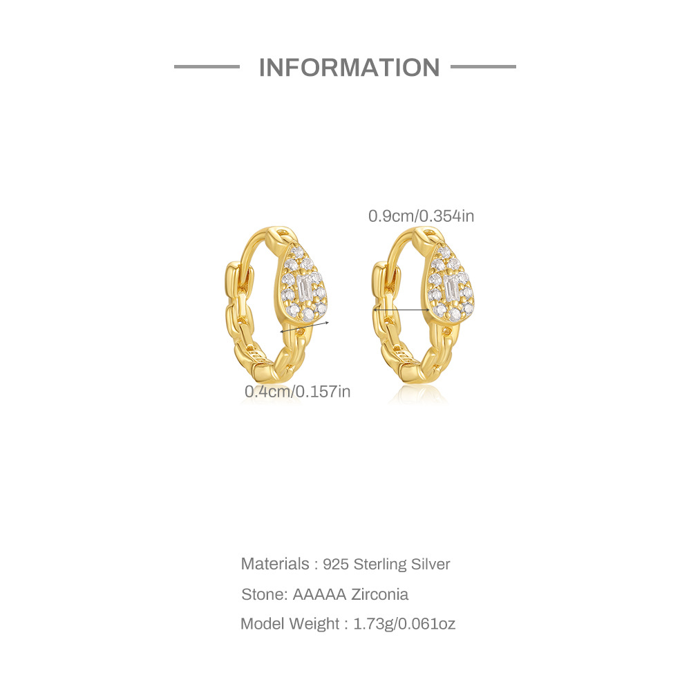 4g Weight 925 Sterling Silver Ear Needle Material Zircon Inlay Material Earrings Classification 1 Pair Quantity Holiday, Daily Occasion 925 Sterling Silver Material Geometric Pattern Women's Gender Inlay Design Simple Style, Shiny Style 1 Pair 925 Sterling Silver Zircon Geometric Earrings 1