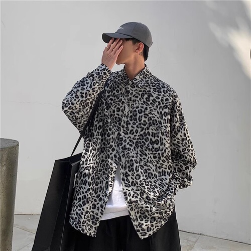 Autumn new style shirt, men's loose niche design shirt, men's trend all-matching casual coat, gray yellow