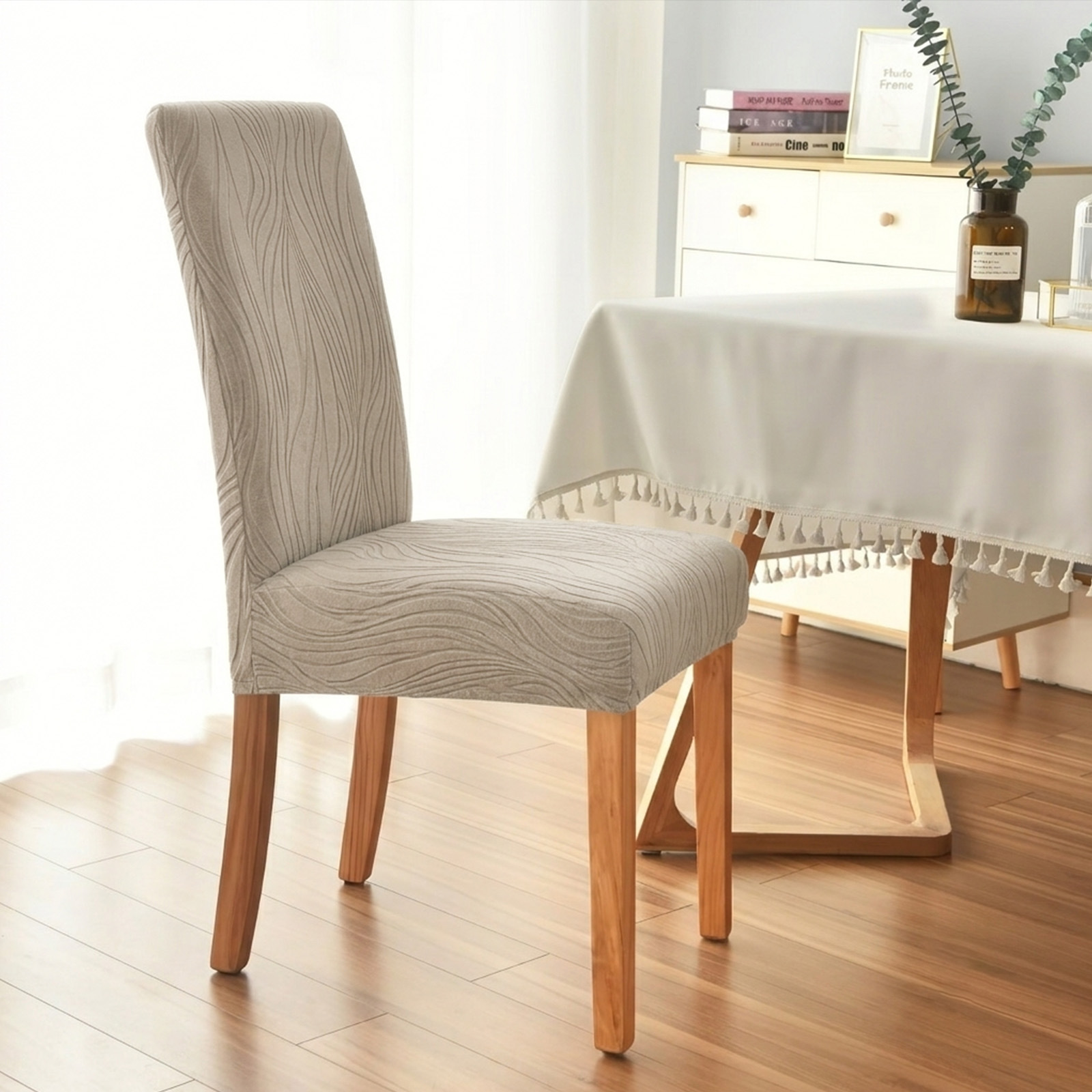 TEMU transfronterizo Jacquard Willow cubierta de silla elástica de color sólido para hoteles domésticos de estilo europeo y americano cubierta de silla aplicable