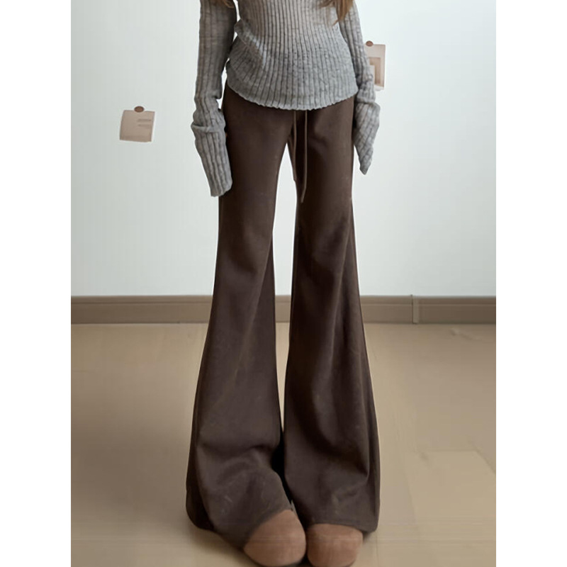 American-Style Coffee-Colored Slim-Fit Flared Sweatpants for Women, Autumn/Winter 2025 New High-Waisted Slimming Fleece-Lined Bell-Bottom Pants American-Style Coffee-Colored Slim-Fit Flared Sweatpants for Women, Autumn/Winter 2025 New High-Waisted Slimming Fleece-Lined Bell-Bottom Pants
