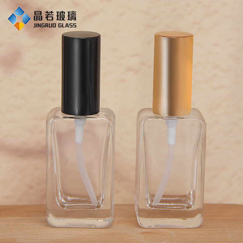 广州现货批发 30ml扁方圆角喷雾瓶 新款粉底液瓶 透明玻璃乳液瓶