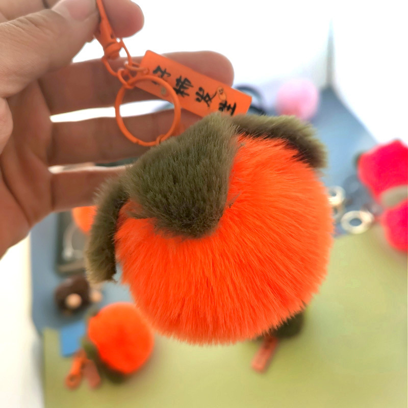 Good Persimmon plush Persimmon pendant keychain pendant Persimmon Persimmon Ruyi car pendant imitation Rex rabbit fur hand gift
