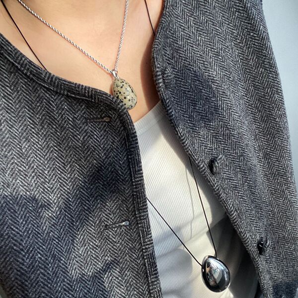 brand silver long necklace