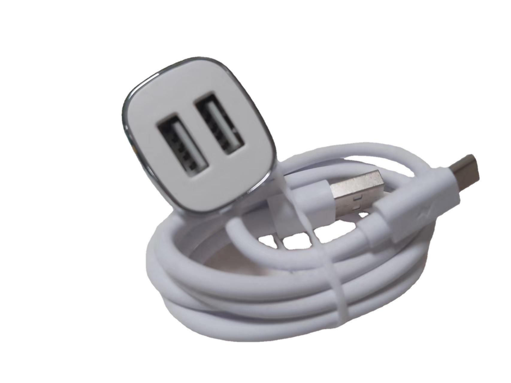 QIHANG 跨境爆款汽车用品双USB口闪充2.4A带数据线车载充电头套装