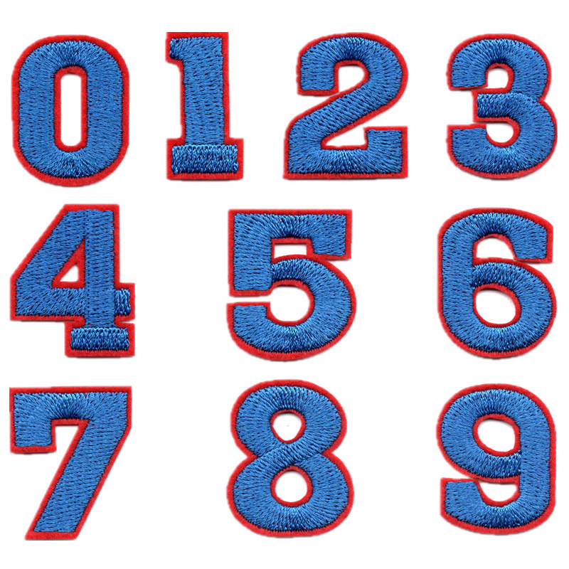 Nuevo color 10 pegatinas de tela digital bordado pegatinas jeans rasgado pegatinas de parche decorativo 0-9 pegatinas decorativas digitales