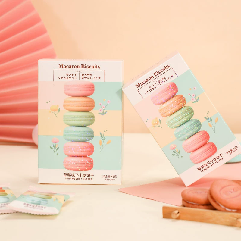 彩虹日记 Macaron strawberry taste biscuit box installed baby full moon birthday gift wedding wedding cake and candy