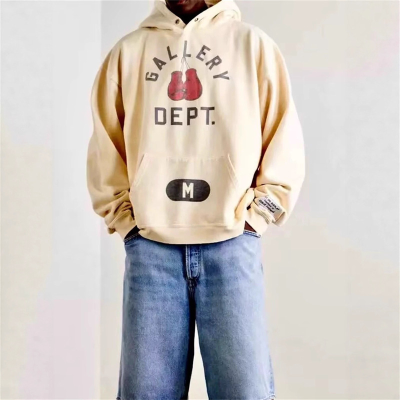 Gallery Dept Drive American Trendyy Fashion Letter Boxing Gloves Casual Hoodie Sweatshirt for Men and Women