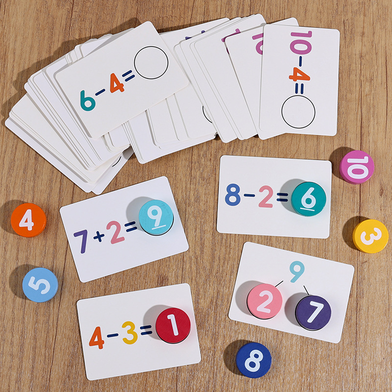 tarjeta de emparejamiento de niños matemáticas adición y resta tabla de palabras clave tarjeta de cálculo digital iluminación educación temprana pensamiento lógico ayuda didáctica de entrenamiento