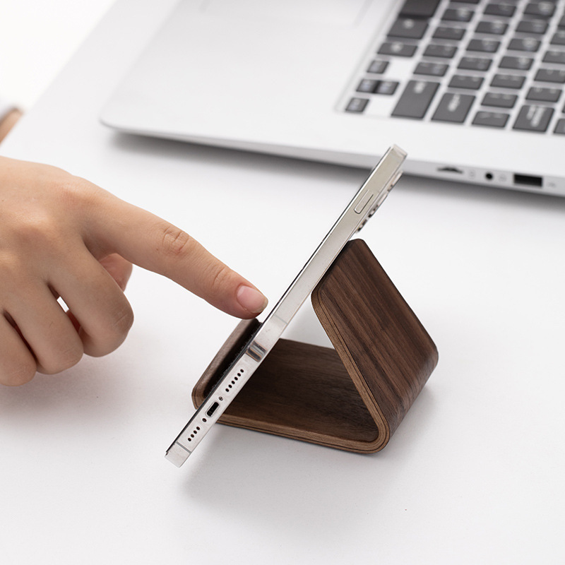 Nórdico negro nuez abedul soporte creativo nuevo soporte de teléfono móvil minimalista soporte de escritorio soporte de teléfono móvil estante