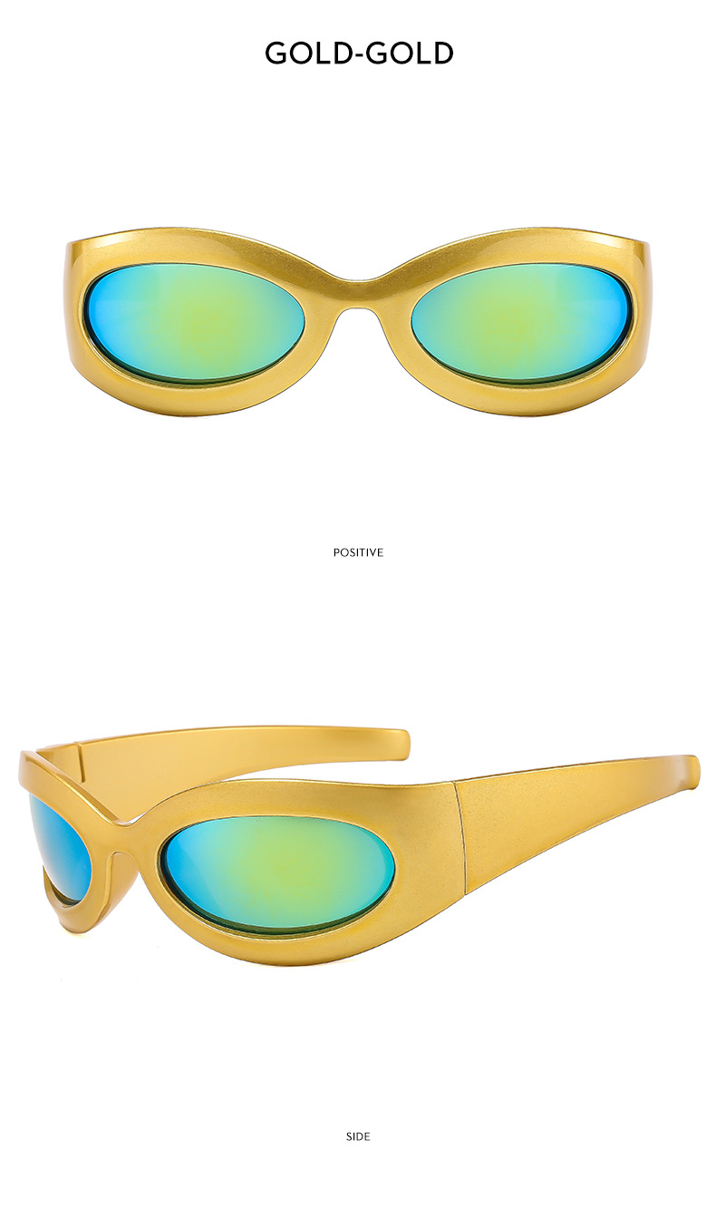 Y2K, Punk Style Y2K Punk Gradient Color Ac UV400 Protection Oval Frame Full Frame Women's Sunglasses