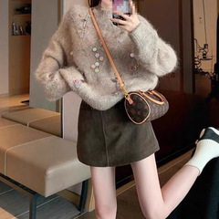 重磅低调又不失奢华美拉德毛衣女2025秋冬加厚针织衫半身裙套装女