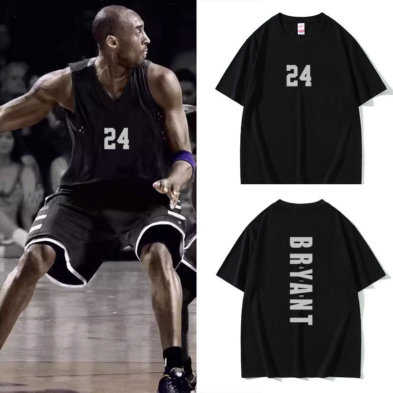 Kobe basketball T-shirt cotton men's shooting suit sports sweat-absorbent fitness training loose aj James short sleeve top