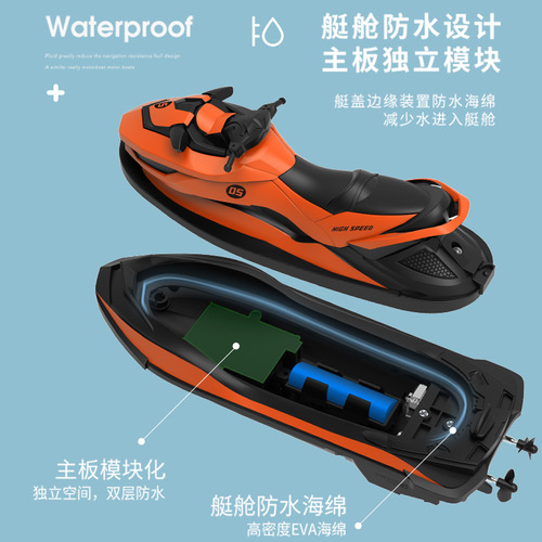 Cross-border remote control boat high-speed speedboat model boat children's water ship toy electric high-horsepower waterproof summer