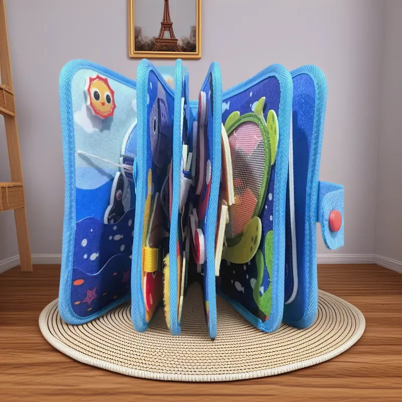 Educación temprana dibujos animados fieltro libro de tela transfronteriza Montessori bebé niños libro tranquilo Desarrollo Inteligencia Rainbow Book 3D ESTÉREO