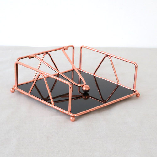 Nordic light luxury acrylic bottom tissue box iron tissue holder napkin desktop storage box board paper storage rack