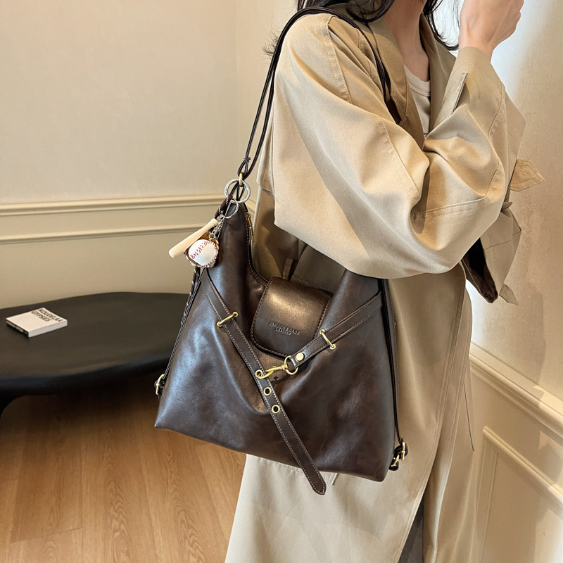 Mochila de mujer de gran capacidad retro de alta gama 2024 nueva mochila de todo fósforo bolso de hombro multiusos bolso Tote