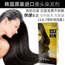 韩国进口墨头1分钟染发剂染发膏染头无味遮白发染膏自己在家染