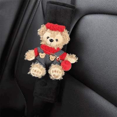 for Girls Car Interior Accessories — Seat belt shoulder pad - red-hat-denim-strap-red-water-cup-feifei-black-safety-belt-shoulder-pads-1-pack