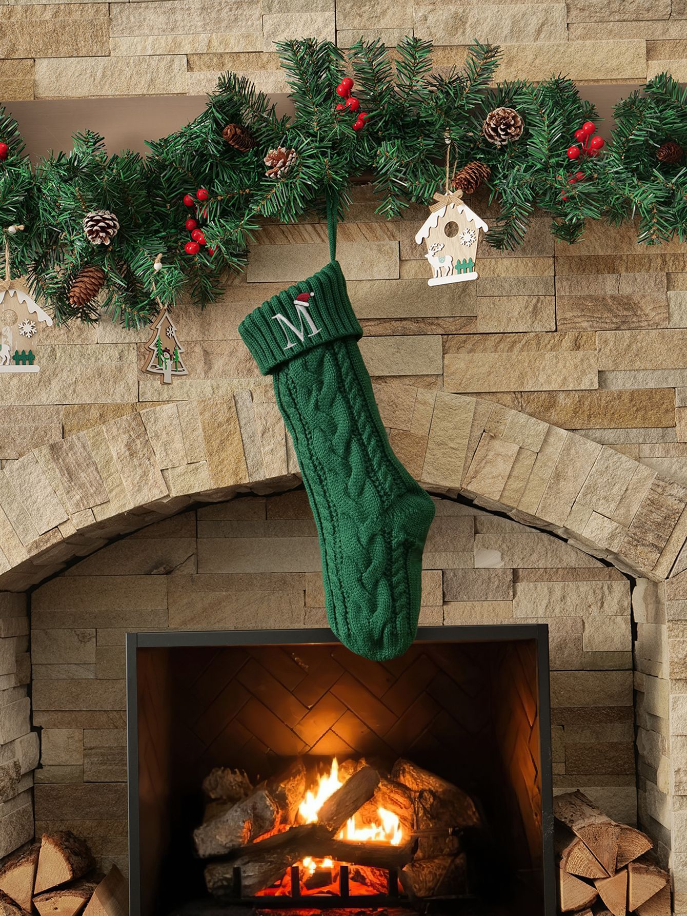 Amazon Europa y los Estados Unidos medias de Navidad personalizadas bordadas calcetines de letras de punto medias de regalo de Navidad colgantes fabricantes image 11