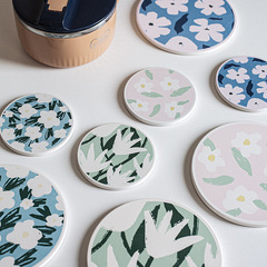 硅藻泥花朵杯墊家用餐墊可愛吸水速干防滑隔熱墊定製LOGO廠家批發