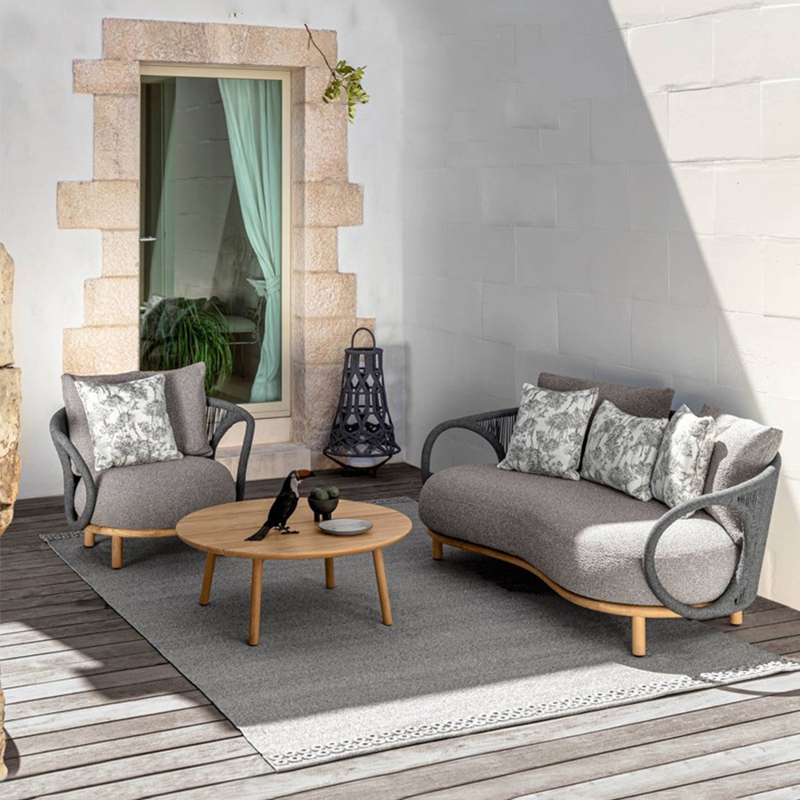 Sofá de ratán al aire libre Teak Garden Hotel Designer Ocio Lazy Bed Mesa de centro Balcón Muebles combinados