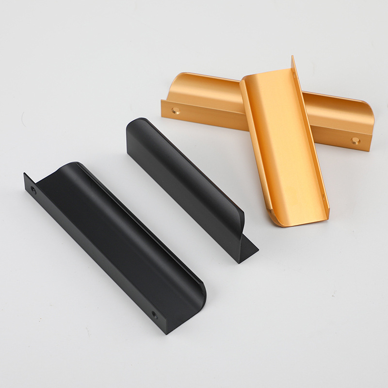 Invisible edge banding Nordic light luxury one meter longer cabinet handle black gold drawer arc cabinet door handle free